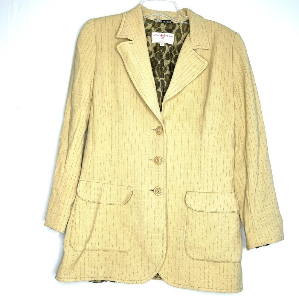Emanuel Ungaro Vintage Tan Stripe Wool-blend Blazer IT 42/US M